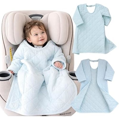 Breezy Muslin Car Seat Blankets | Buckle Me Baby Blankies (Blue, 0/24M)