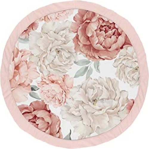 Sweet Jojo Designs Blush Pink Boho Shabby Chic Floral Girl Baby Play Mat Tummy Time Activity Infant Playmat for Playpen Tent Teepee Floor Off White Bohemian Vintage Garden Watercolor Flower Elegant