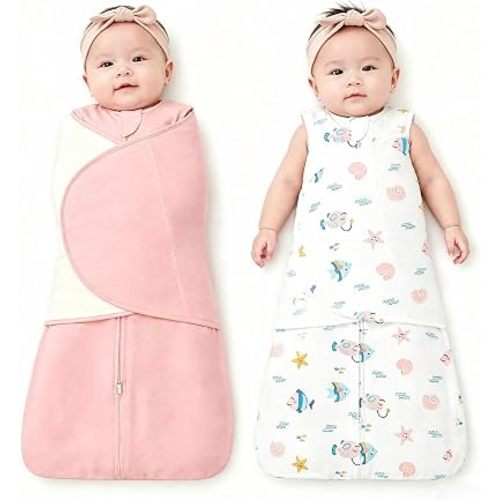 ZIGJOY Baby Swaddle Sleep Sack 0-6 Months, 1.0 TOG, 100% Cotton, Quiet Wrap
