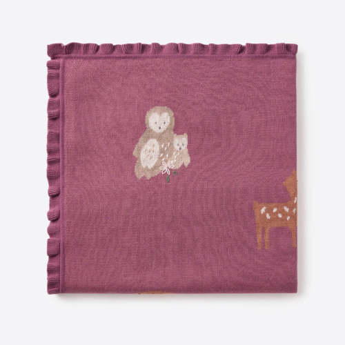 Forest Family Cotton Knit Baby Blanket DARK VIOLET / 30X40