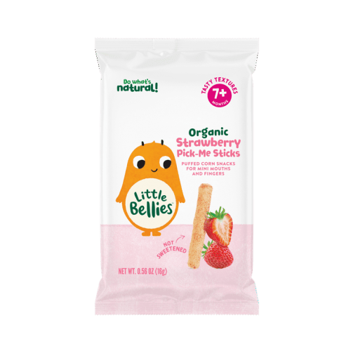 Little Bellies Baby's Organic Strawberry Pick-Me Sticks, Soft Corn Puff Snack, 0.56 oz