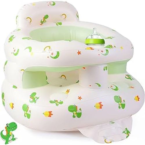 Upgraded Inflatable Baby Seat with Safety Guardrails, Thicker Sit Me Up Floor Seat for Baby Chair Sit Me Up, Blow Up Baby Chair Built in Air Pump for Babies 3-36 mth