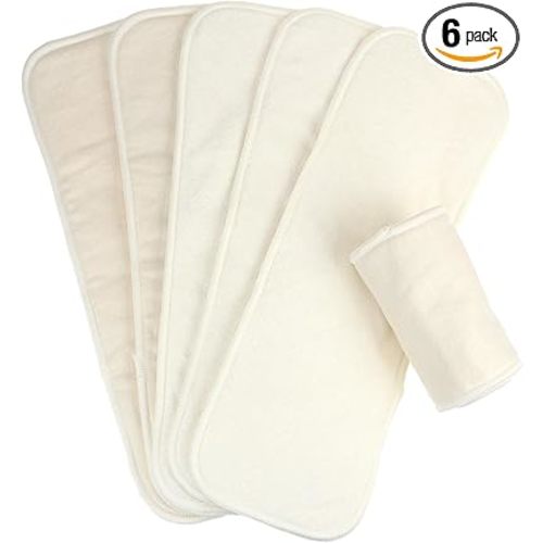 Mama Koala 6-Layer Natural Cotton Cloth Diaper Inserts, Adjustable and Reusable for Any Baby Cloth Diaper(6 Pack)