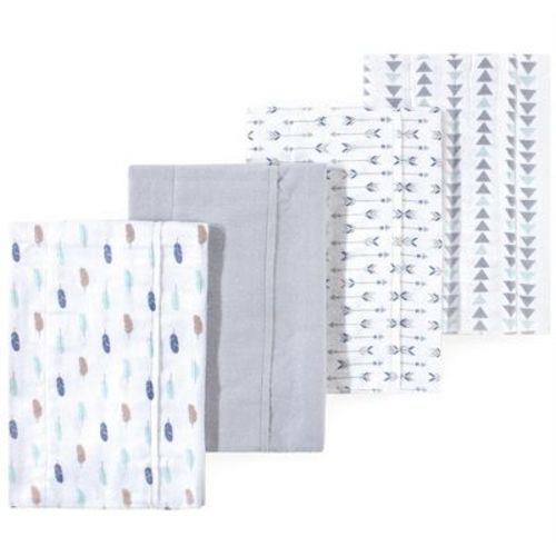 Little Treasure Luvable Friends Flannel Burp Cloths 4pk, Blue Feather Quill