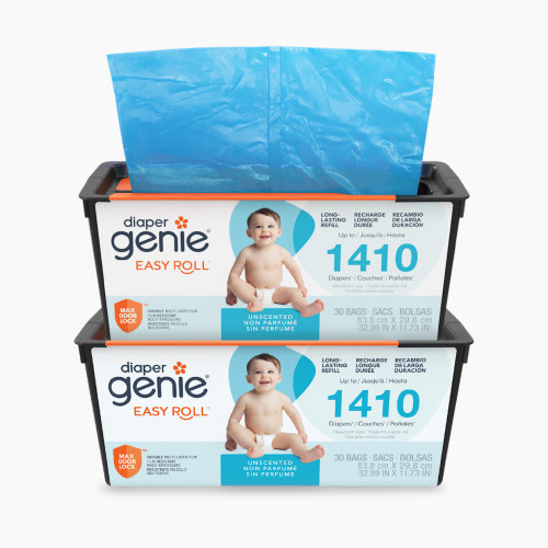 Diaper Genie Easy Roll Refill Bags - Compatible with Signature and Platinum Pails - Unscented, 60