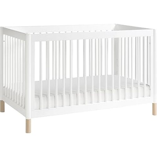 Babyletto Gelato 4-in-1 Convertible Crib with Toddler Bed Conversion in White and Washed Natural, Greenguard Gold Certified