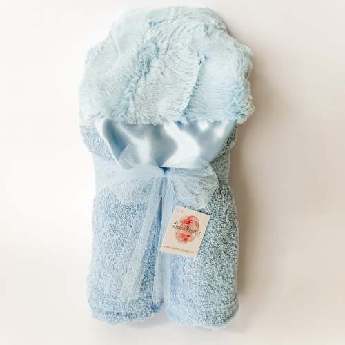 Classic Baby Blue Plush Hooded Bath Towel