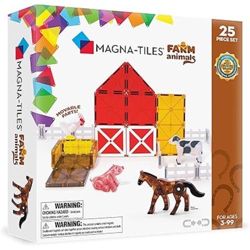 MAGNA-TILES Farm Animals 25-Piece Magnetic Construction Set, The ORIGINAL Magnetic Building Brand