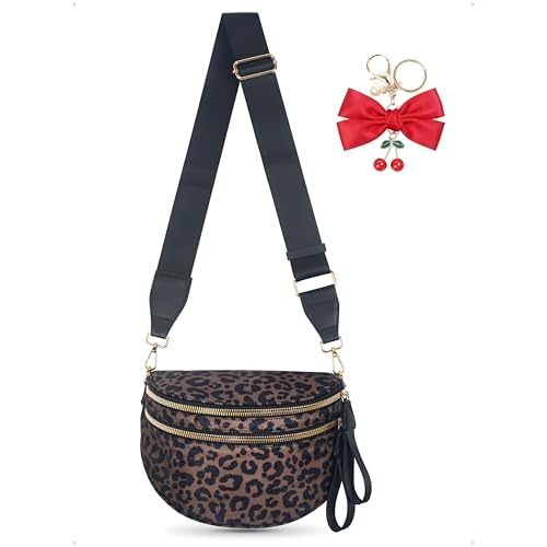 Bum Bag Crossbody Bag for Women | Spacious Bum Bags | Nylon Crossbody Fanny Packs | Leopard Purse Belt Wallet (Colour Bum Bag-Brown Leopard)