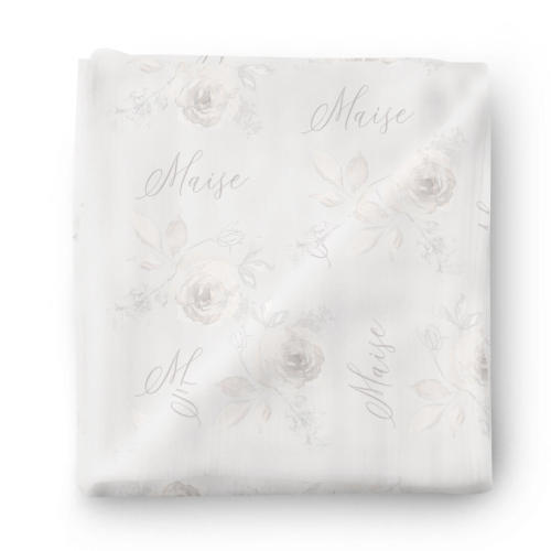 Ivy's Vintage Floral Personalized Baby Name Swaddle Blanket
