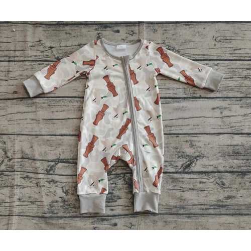 Baby Duck Hunting Zipper Romper | Duck Call Baby Sleeper | Camo Hunting Baby Outfit