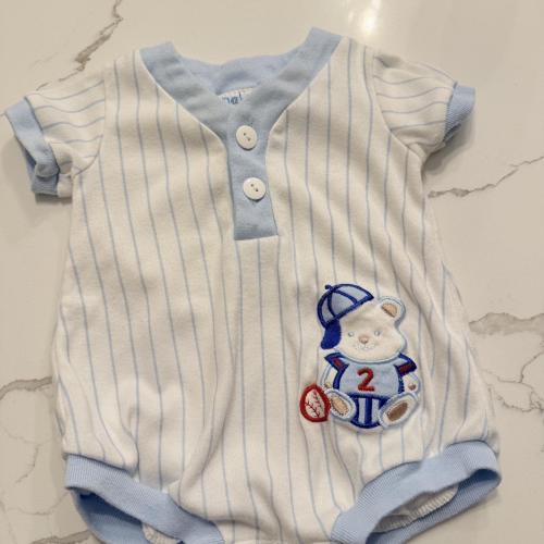Vintage Baby blue and white pinstripe baseball...