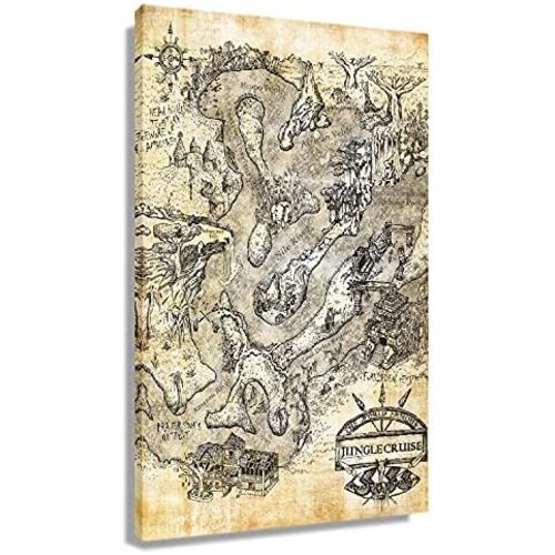 MRGEDING Jungle Cruise Movie Map Poster for Bedroom Wall Decor Painting Canvas Art Prints Photo Modern Christmas Decorations Wall Pictures for Bathrooms Artwork for Office (8x12inch(20x30cm),Unframed)