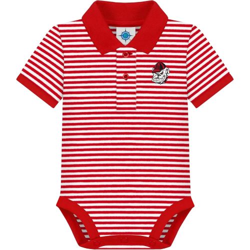 Creative Knitwear College Baby Striped Polo Bodysuit - Team Logo, Multiple Colors, for Boys & Girls (0-12 Months)