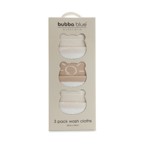 Bubba Blue Nordic Wash Cloth 3 Pack Sand/Nutmeg