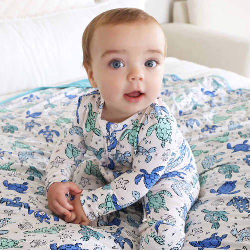 Sea Turtle Splash Zipper Footie