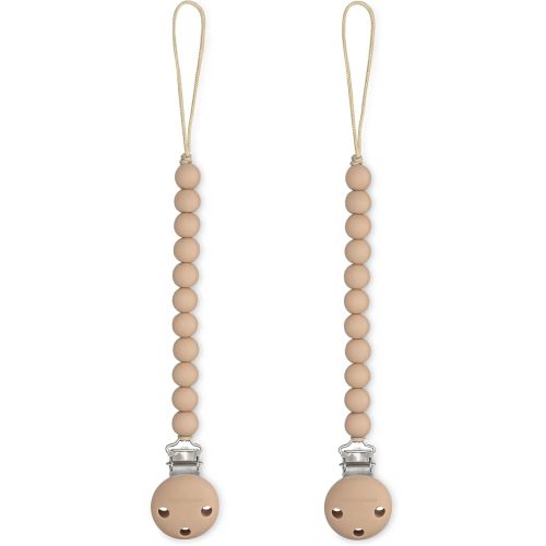 Comfy Cubs Pacifier Clips 2 Pack - 100% Food Grade Silicone Baby Pacifier Clips, BPA & PVC Free - CPSIA Certified, Lightweight and Flexible Baby Gifts - Beige