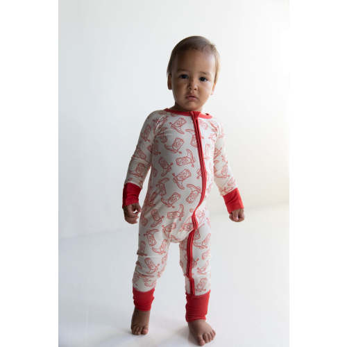 RED BOOTS | ZIPPER ONE PIECE