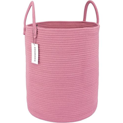 Cotton Rope Laundry Basket Hamper for Clothes Woven Storage Basket for Living Room Bedroom Boho Tall Rope Baskets for Blanket Toys Pillow Towels Baby Nursery Hamper Bin grape purple