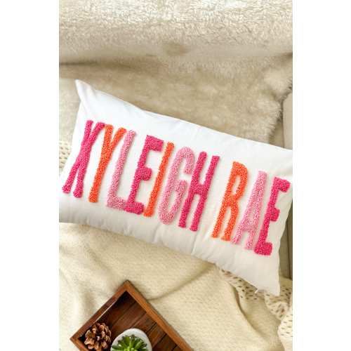 Personalized Baby Girl Room Name Pillow Cover, Baby Girl Nursery Pillow, Punch Needle, Girl Kid Gift, Dorm Gift, Graduation Gift