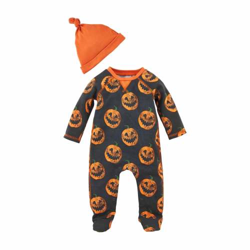 Black Jack-O-Lantern Footed Romper & Hat Set – SpearmintLOVE