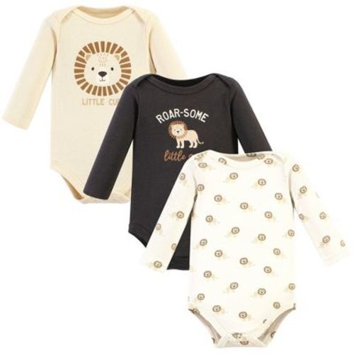 Hudson Baby Basics Infant Baby Essential Long Sleeve Bodysuits 3-Pack, Golden Mane, Newborn