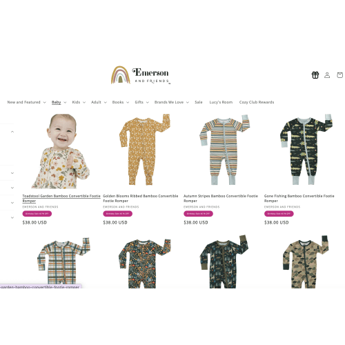Emerson & Friends convertible footie rompers