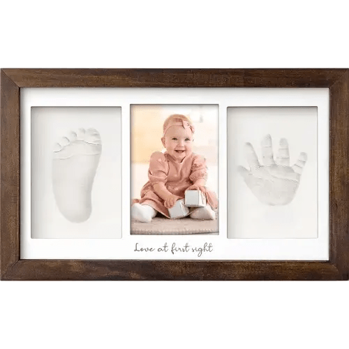 KeaBabies Baby Hand and Footprint Kit - Clay Handprint Keepsake Frame, Newborn Nursery Picture Frame, Personalized New Mom Gifts for Baby First Christmas Shower (Dark Walnut)