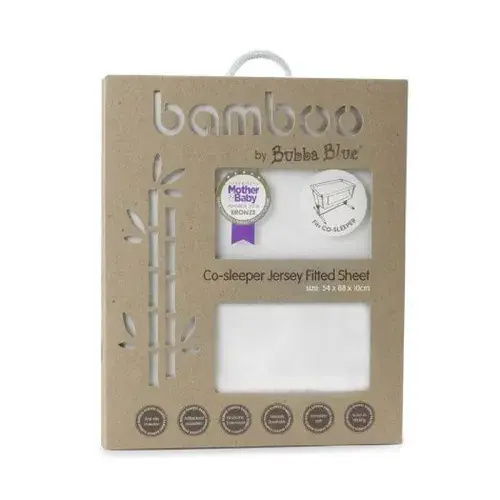 Bubba Blue Bamboo Jersey Fitted Sheet Co-Sleeper White | Baby Bunting AU