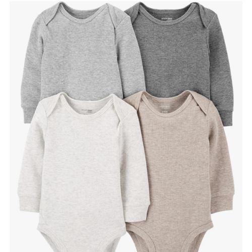 Simple Joys by Carter's Baby 4-pack Soft Thermal Long Sleeve Bodysuits