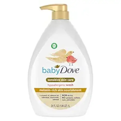 Baby Dove Sensitive Baby Wash Melanin-rich Skin Nourishment For Baby Bath Time Tear-Free and Hypoallergenic 34 oz