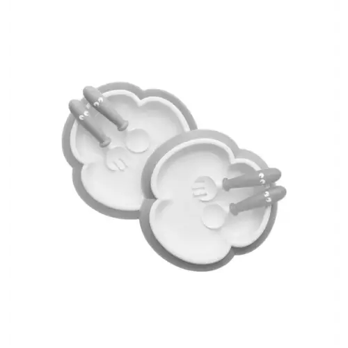 Brands We Love Baby Plate, Spoon and Fork, 2 Sets, Gray by Janie and Jack