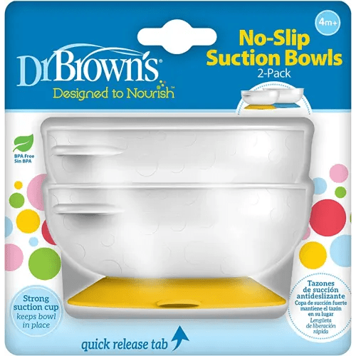 Dr. Brown's No-Slip Strong Suction Bowls for Babies and Toddlers, Baby Led Feeding, 2-Pack, BPA Free, 4m+