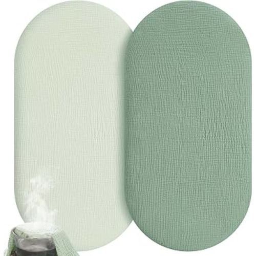 Muslin Bassinet Sheets Boy Girl, 100% Cotton Fitted Bassinet Sheet Set 2 Pack Bassinet Mattress Sheets Universal Fit for Rectangle, Round, Oval, Hourglass Mattress, Soft Breathable
