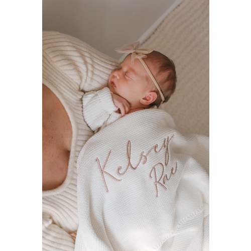 SCALLOP PERSONALISED BABY BLANKET | MILK