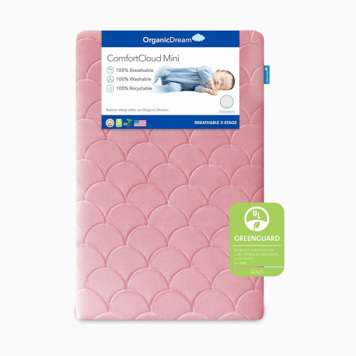 Organic Dream Mini Crib Size ComfortCloud 2-Stage Mattress - Pink, Mini Crib Mattress