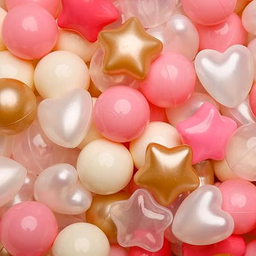 TRENDPLAY Ball Pit Balls Star and Heart Shapes for Toddlers - 50 100 200 500 Count Plastic Balls for Ball Pit Fun and Play