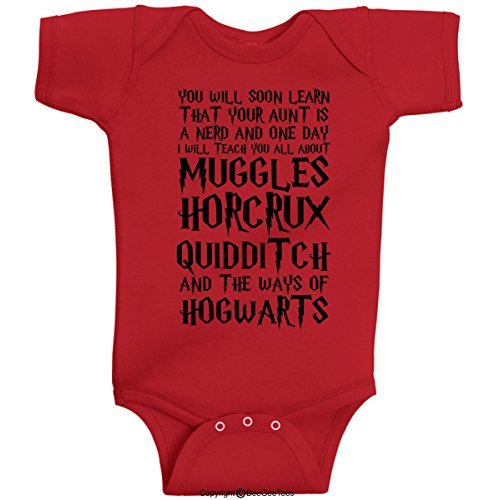 BeeGeeTees You Will Soon Learn That Your Aunt Is A Nerd Funny Wizard Baby Clothes One Piece Baby Romper