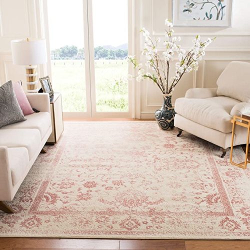 SAFAVIEH Area Rug 8x10 - Adirondack Collection - Large - Ivory & Rose, Vintage Distressed Design, Non-Shedding & Easy Cleaning, Ideal for Living Room, Bedroom, Office, Dining Space (ADR109H)