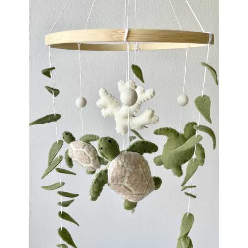 Felt Sea Turtle Baby Mobile | Customizable Beach Mobile | Ocean Nursery Decor