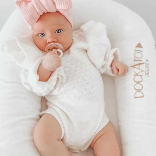 Sophia Frill Knitted Romper | White