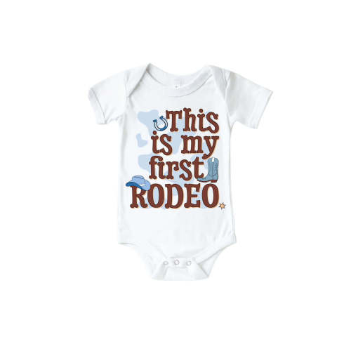 First Rodeo Blue Graphic Bodysuit & Kids Tee | White