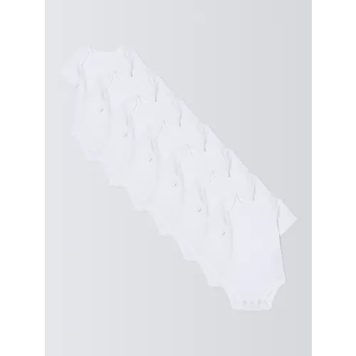 John Lewis Baby Cotton Short Sleeve Bodysuit, Pack of 7, White