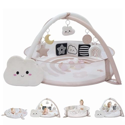 6-in-1 XL Play Mat & Play Gym, Baby Gym, Baby Activity Gym, Sensory Exploration and Motor Skill Development Toys (Blush)
