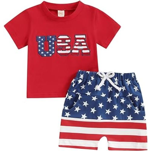 Kupretty Baby Boy Clothes Toddler Summer Outfit Fishing T-Shirt Tees Shirt + Shorts 6 12 18 24 Months 2T 3T Clothing Set