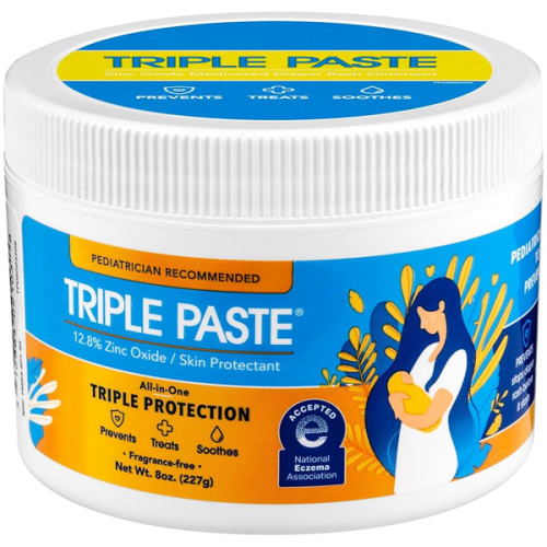 Triple Paste Diaper Rash Cream for Baby - 8 Oz Tub - Zinc Oxide Ointment Treats, Soothes and Prevents Diaper Rash - Pediatrician-Recommended Hypoallergenic Formula with Soothing Botanicals