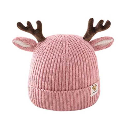 leomoste Baby Beanie Hat Cute Antlers Reindeer Crochet Knitted Hat Winter Warm Cap for Toddler Boys Girls