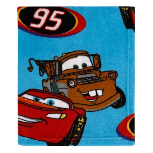 NoJo Disney Cars Radiator Springs Blue and Red Lightning McQueen and Tow-Mater Super Soft Toddler Blanket