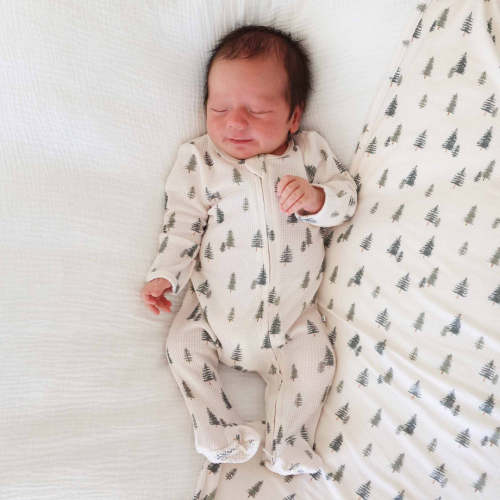 Bamboo Waffle Zipper Footies | Printed