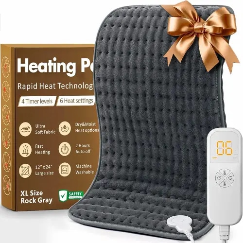 Heating Pad for Back Neck Shoulder Pain Cramps Relief, Gifts for Men Dad Women Mom, Fathers Day Mothers Day Christmas Birthday Gifts, 6 Heat Settings Auto-Off, Moist Dry Heat Options, 12"x24"